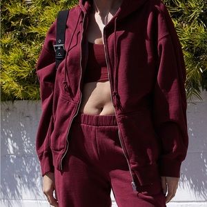Brandy Melville oversized burgundy hoodie